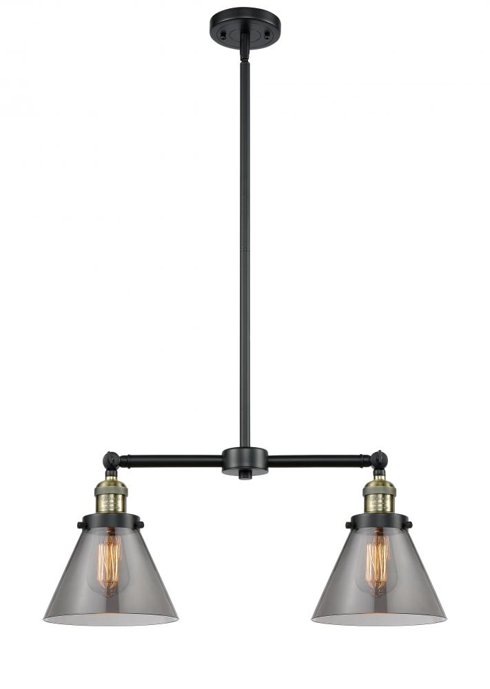 Cone - 2 Light - 21 inch - Black Antique Brass - Stem Hung - Island Light