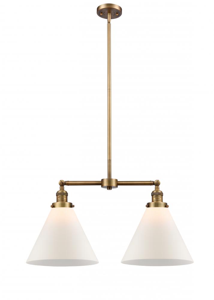 Cone - 2 Light - 21 inch - Brushed Brass - Stem Hung - Island Light