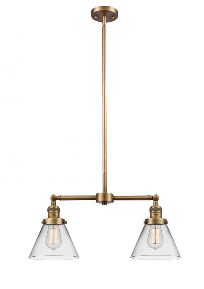 Cone - 2 Light - 21 inch - Brushed Brass - Stem Hung - Island Light