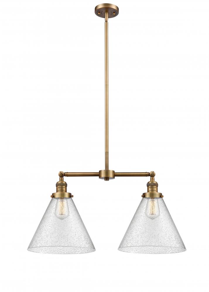 Cone - 2 Light - 21 inch - Brushed Brass - Stem Hung - Island Light