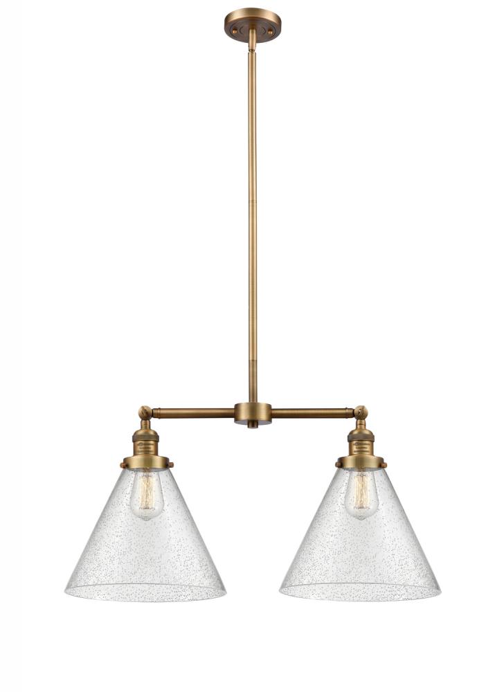 Cone - 2 Light - 21 inch - Brushed Brass - Stem Hung - Island Light