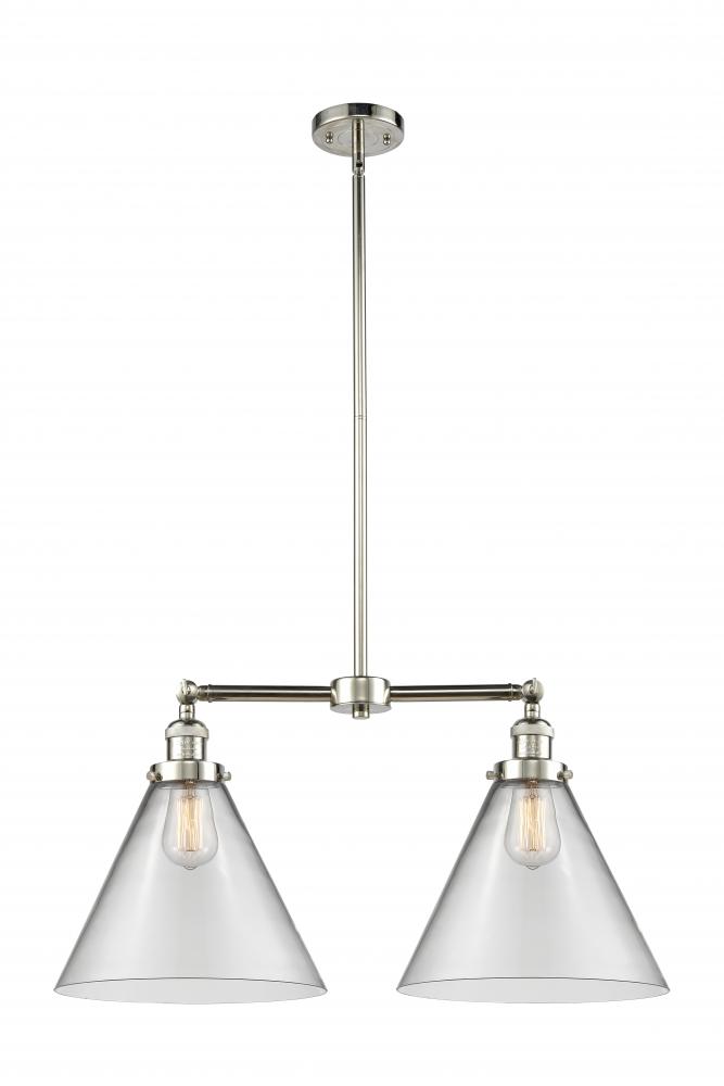 Cone - 2 Light - 21 inch - Polished Nickel - Stem Hung - Island Light