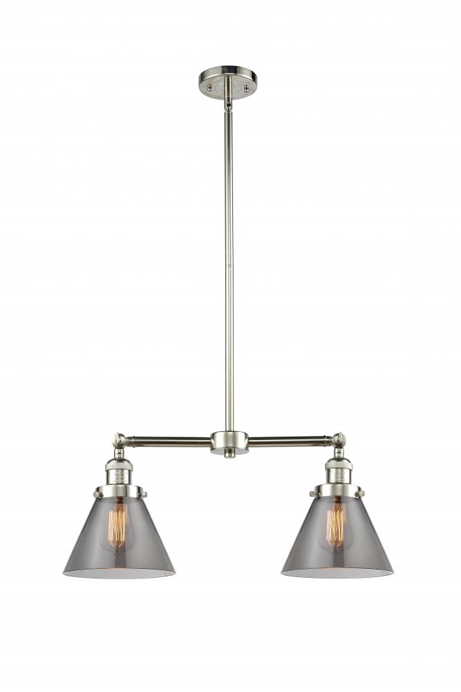 Cone - 2 Light - 21 inch - Polished Nickel - Stem Hung - Island Light