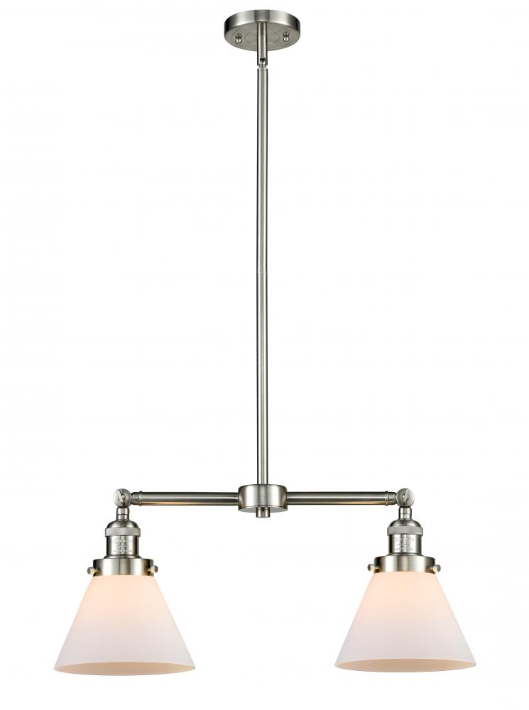 Cone - 2 Light - 21 inch - Brushed Satin Nickel - Stem Hung - Island Light