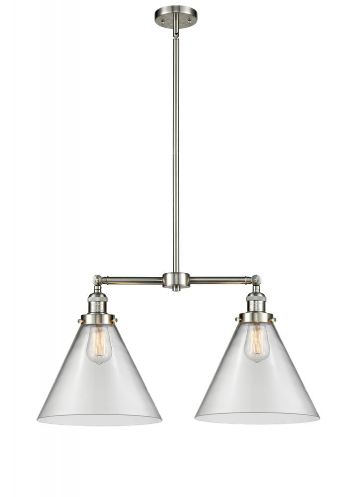 Cone - 2 Light - 21 inch - Brushed Satin Nickel - Stem Hung - Island Light