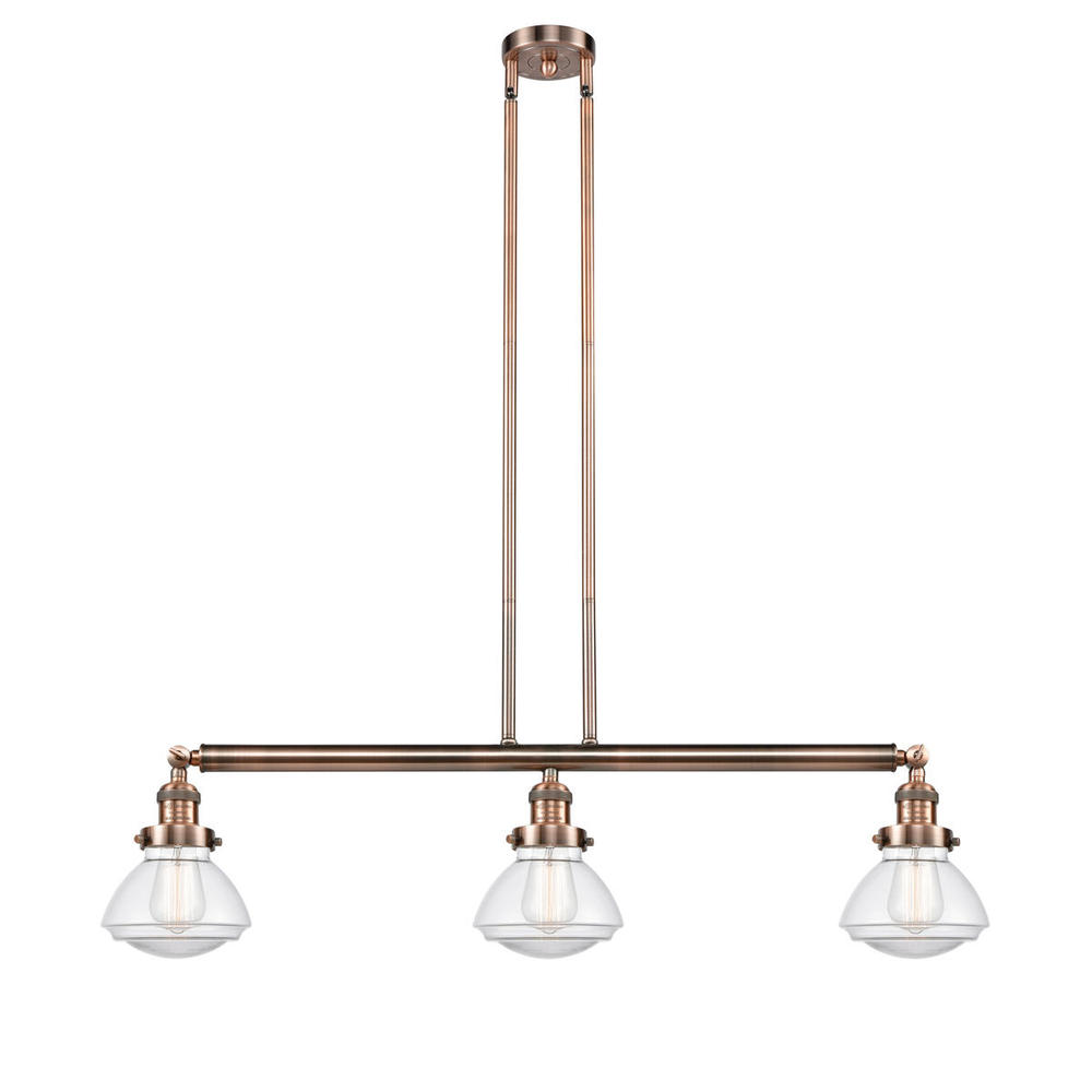 Olean - 3 Light - 39 inch - Antique Copper - Stem Hung - Island Light