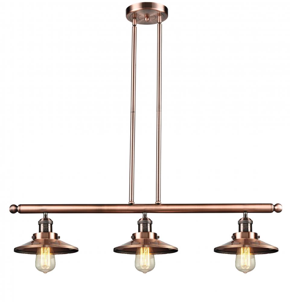 Railroad - 3 Light - 41 inch - Antique Copper - Stem Hung - Island Light