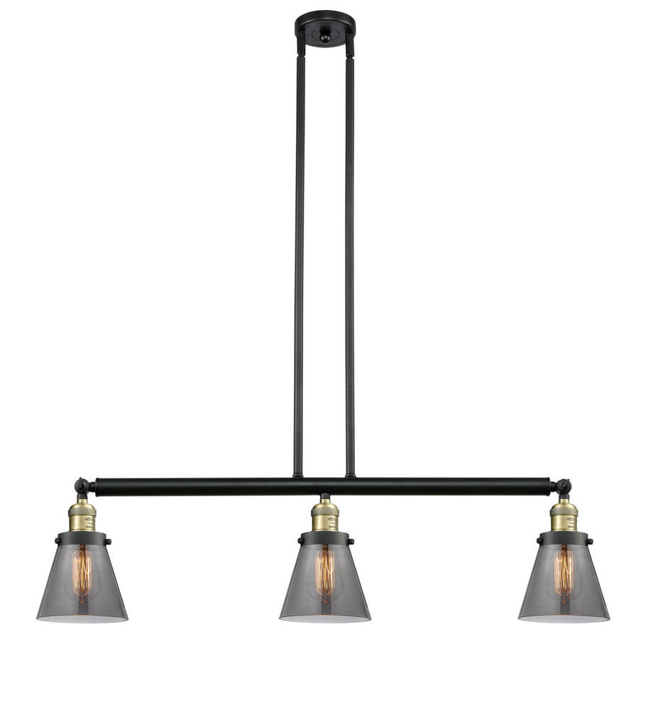 Cone - 3 Light - 39 inch - Black Antique Brass - Stem Hung - Island Light