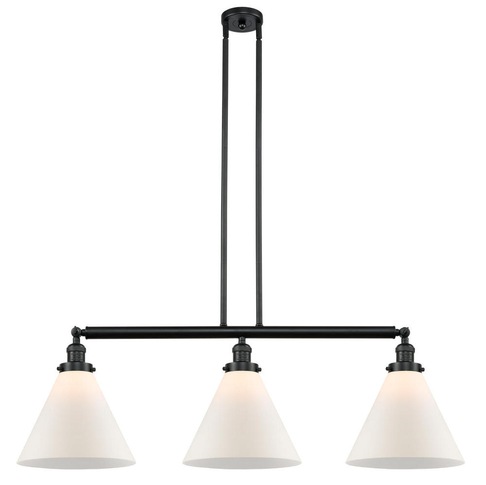 Cone - 3 Light - 44 inch - Matte Black - Stem Hung - Island Light