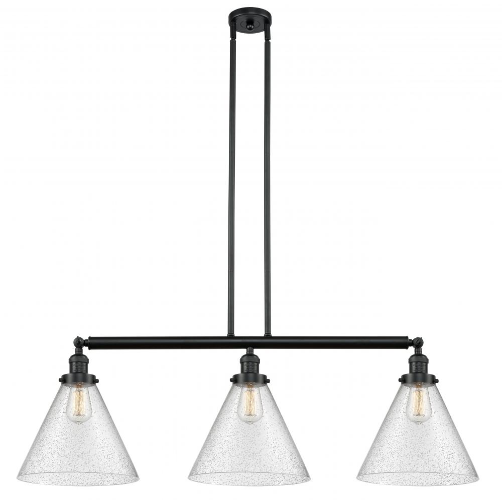 Cone - 3 Light - 44 inch - Matte Black - Stem Hung - Island Light