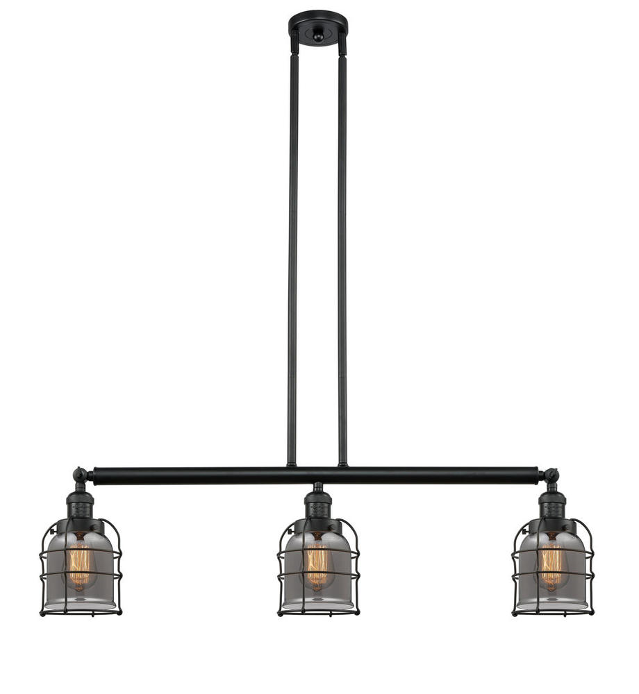 Bell Cage - 3 Light - 39 inch - Matte Black - Stem Hung - Island Light