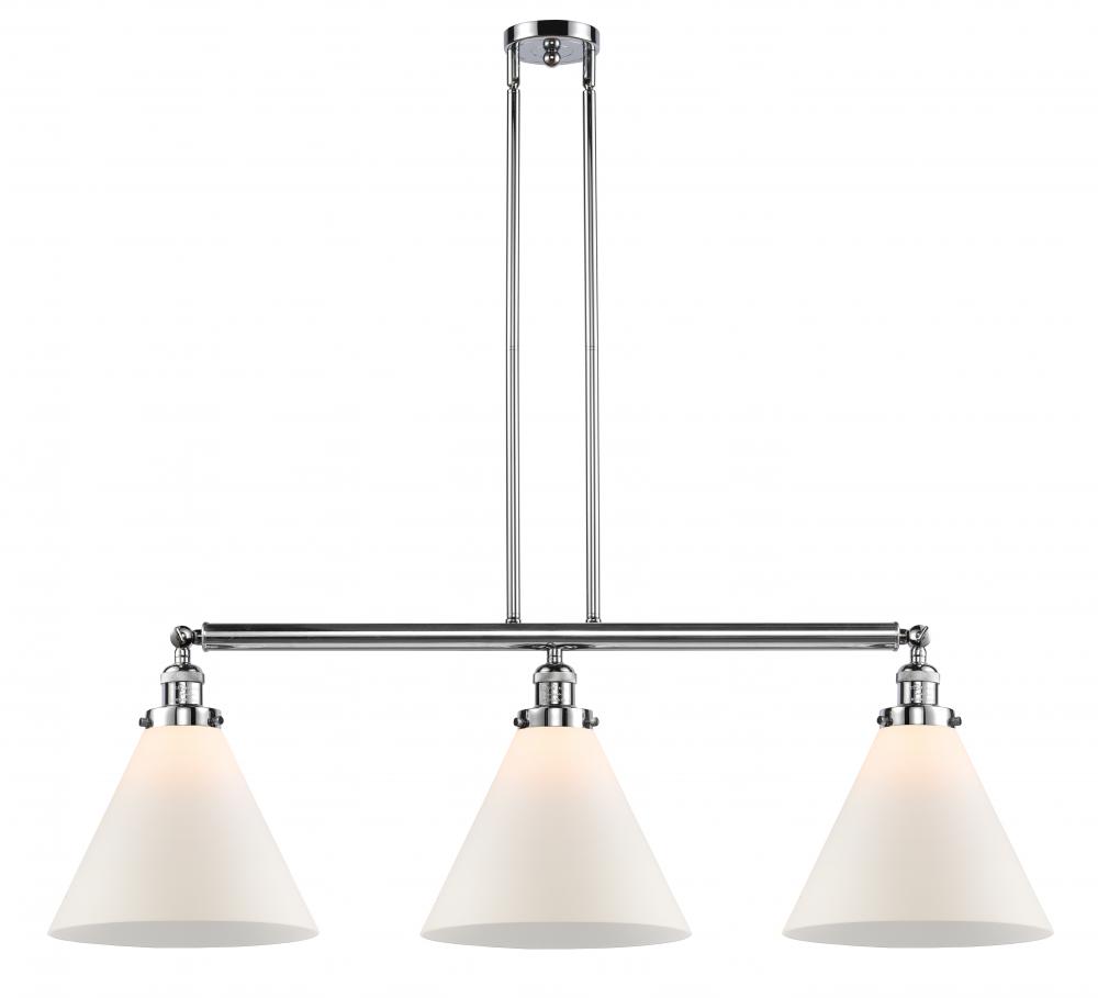 Cone - 3 Light - 44 inch - Polished Chrome - Stem Hung - Island Light