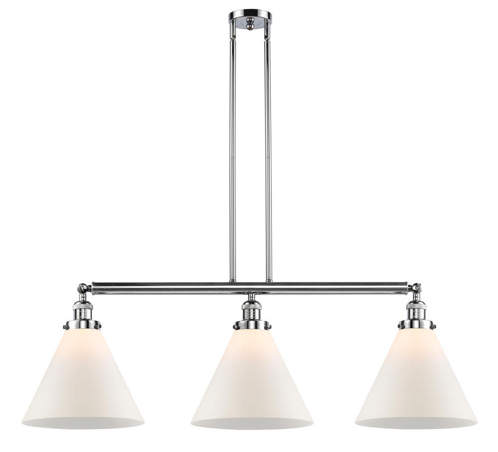 Cone - 3 Light - 44 inch - Polished Chrome - Stem Hung - Island Light