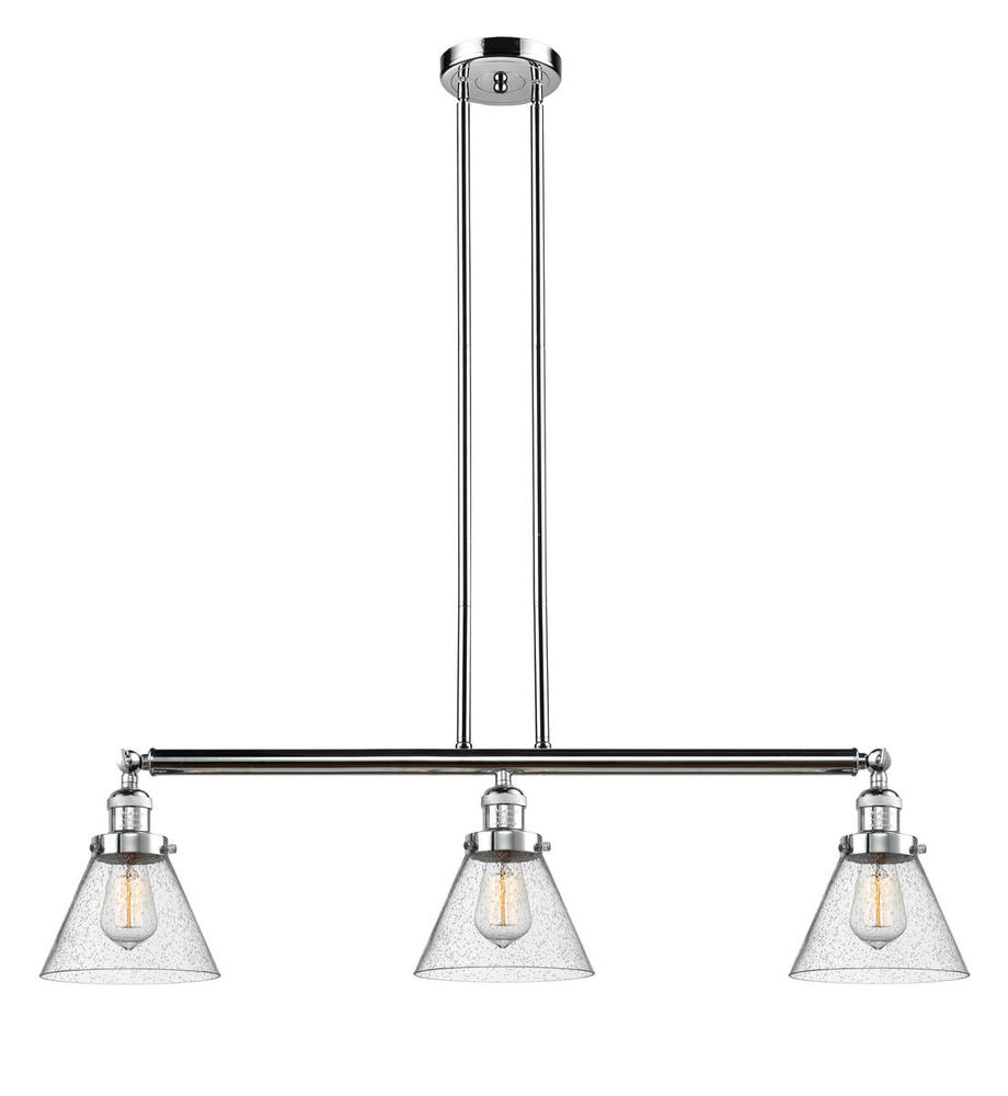 Cone - 3 Light - 40 inch - Polished Chrome - Stem Hung - Island Light