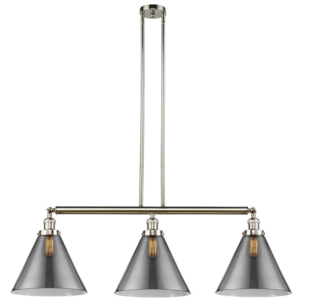 Cone - 3 Light - 44 inch - Polished Nickel - Stem Hung - Island Light