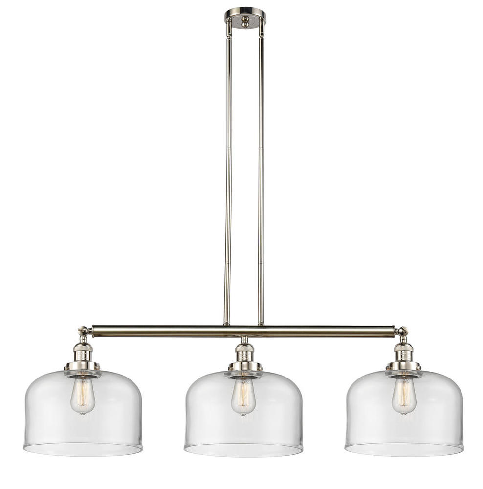 Bell - 3 Light - 42 inch - Polished Nickel - Stem Hung - Island Light