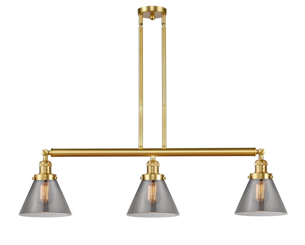 Cone - 3 Light - 40 inch - Satin Gold - Stem Hung - Island Light