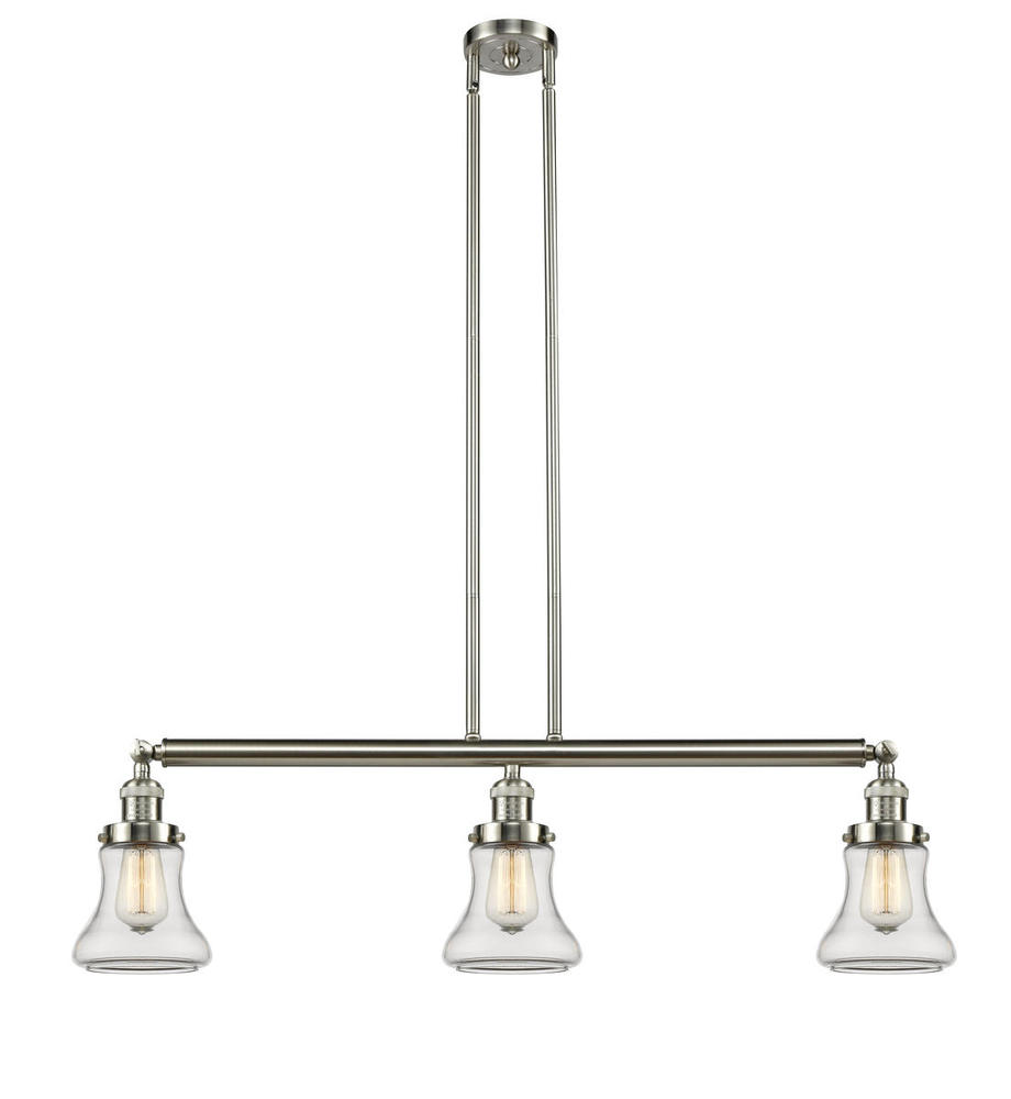 Bellmont - 3 Light - 39 inch - Brushed Satin Nickel - Stem Hung - Island Light