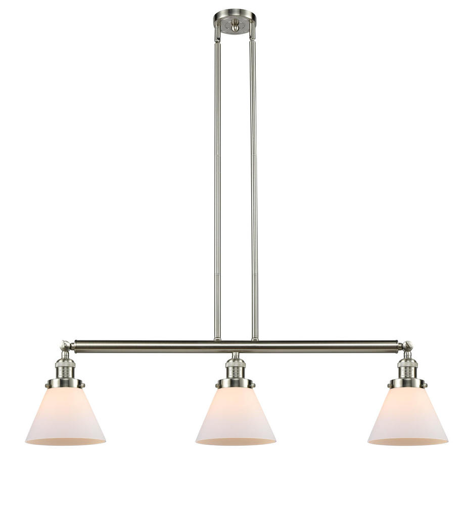 Cone - 3 Light - 40 inch - Brushed Satin Nickel - Stem Hung - Island Light