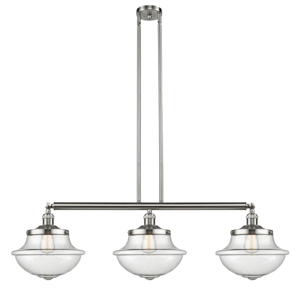 Oxford - 3 Light - 42 inch - Brushed Satin Nickel - Stem Hung - Island Light