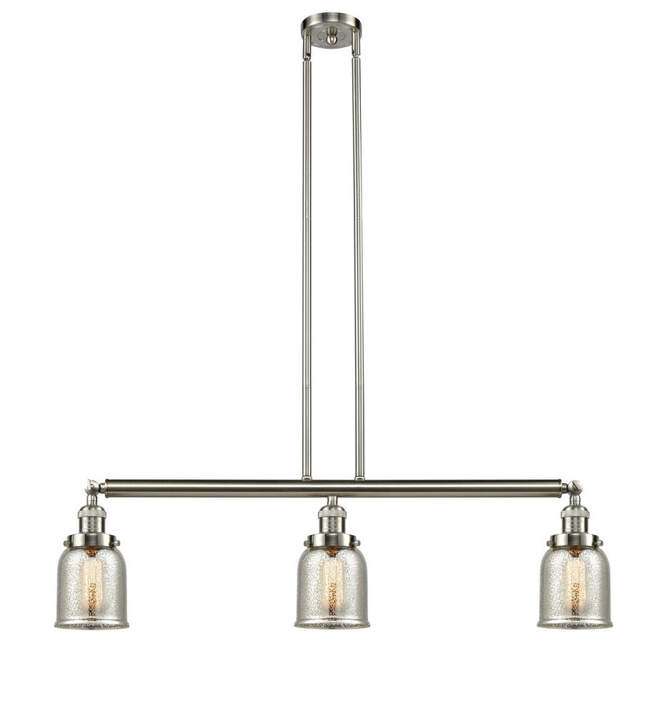 Bell - 3 Light - 38 inch - Brushed Satin Nickel - Stem Hung - Island Light