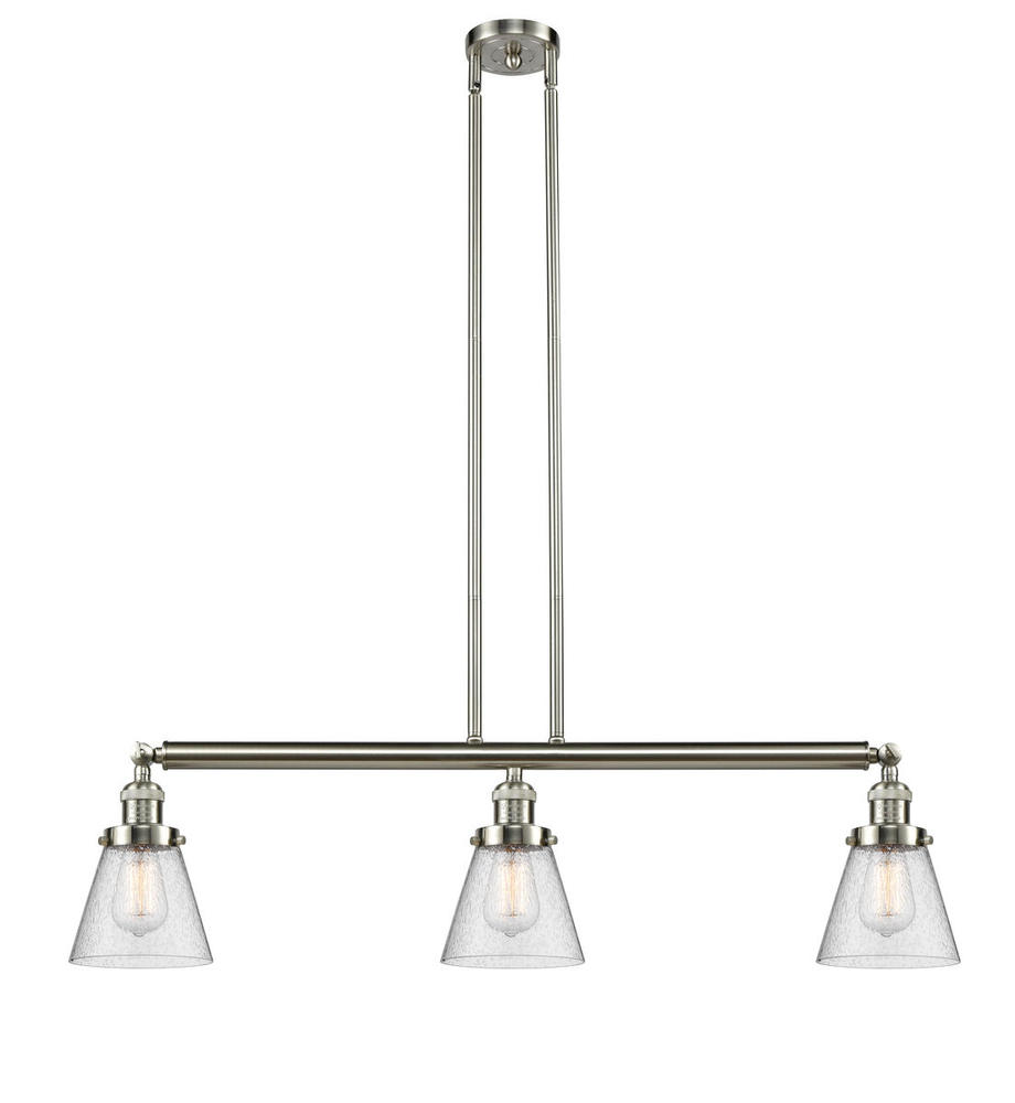 Cone - 3 Light - 39 inch - Brushed Satin Nickel - Stem Hung - Island Light