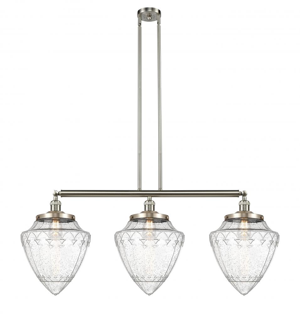 Bullet - 3 Light - 40 inch - Brushed Satin Nickel - Stem Hung - Island Light