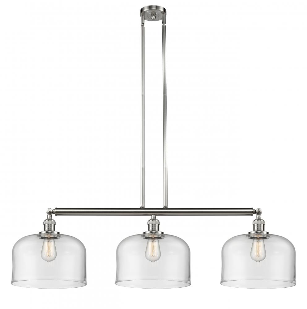 Bell - 3 Light - 42 inch - Brushed Satin Nickel - Stem Hung - Island Light