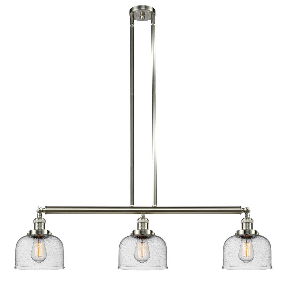 Bell - 3 Light - 41 inch - Brushed Satin Nickel - Stem Hung - Island Light