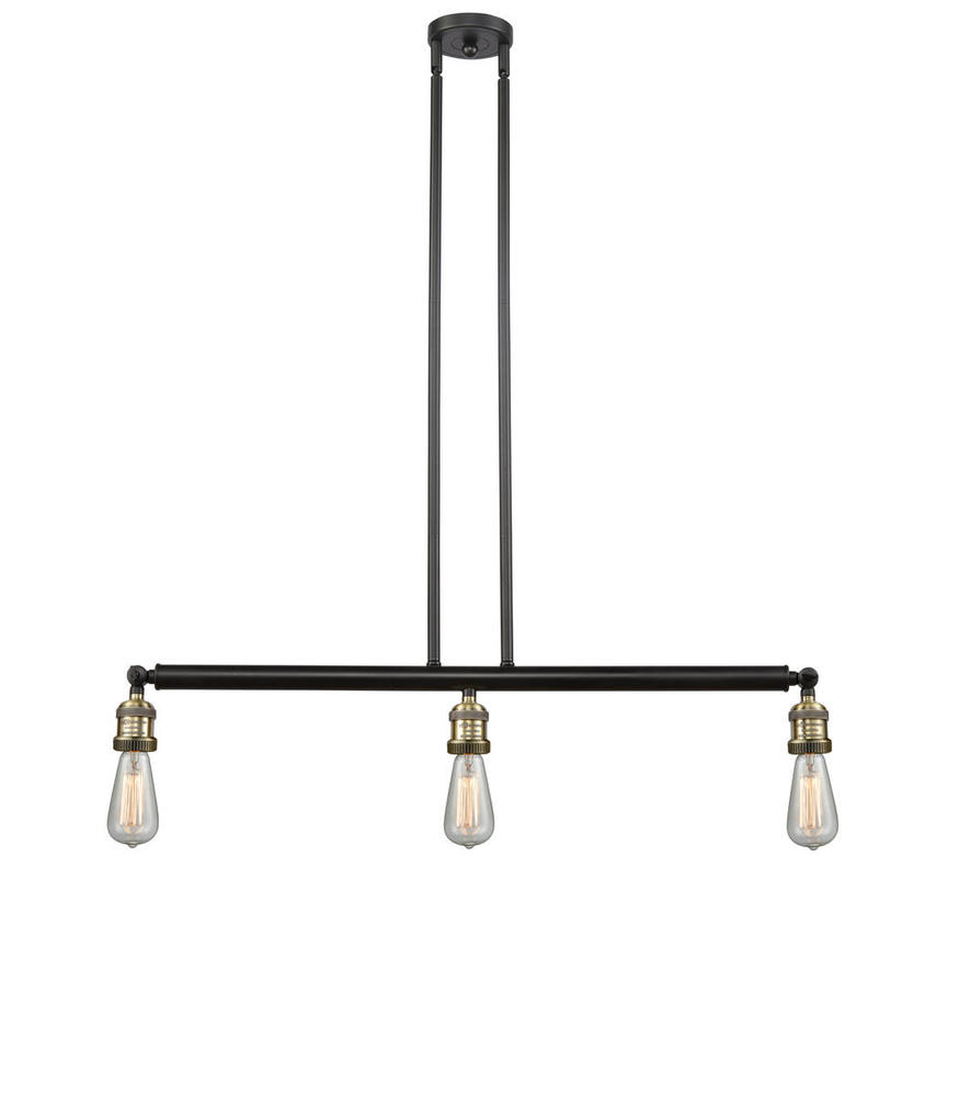 Bare Bulb - 3 Light - 38 inch - Black Antique Brass - Stem Hung - Island Light