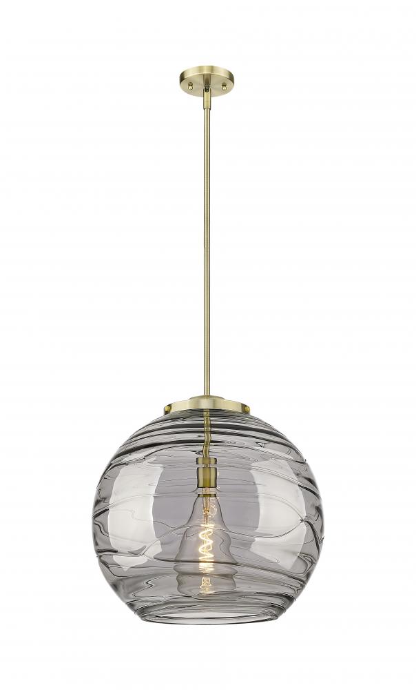 Athens Deco Swirl - 1 Light - 18 inch - Antique Brass - Cord hung - Pendant