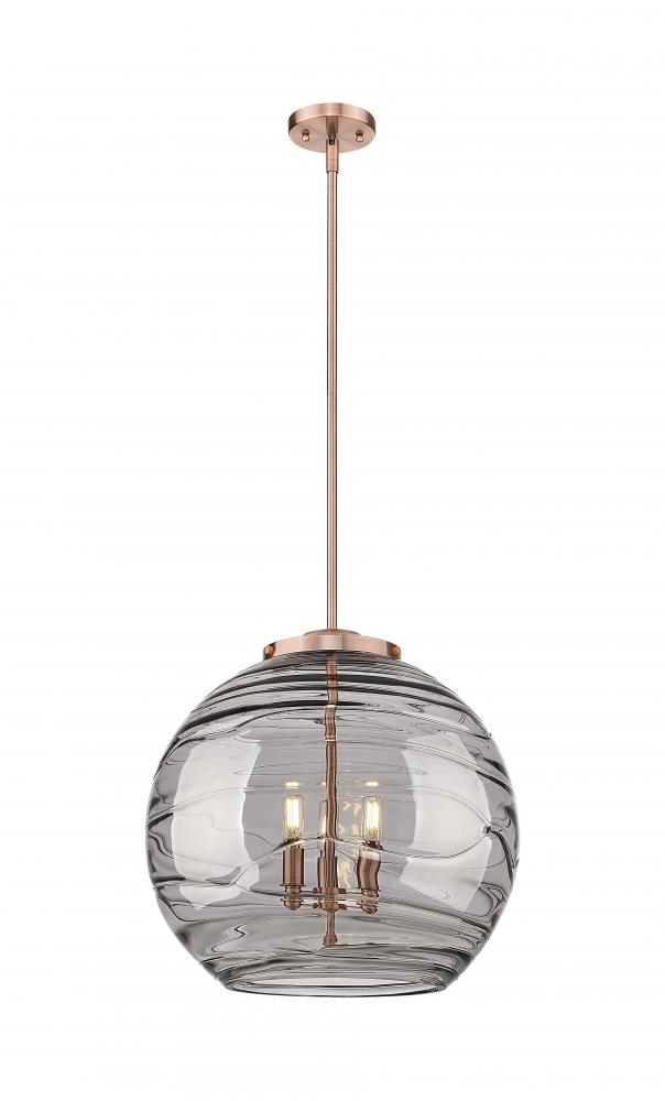 Athens Deco Swirl - 3 Light - 18 inch - Antique Copper - Cord hung - Pendant