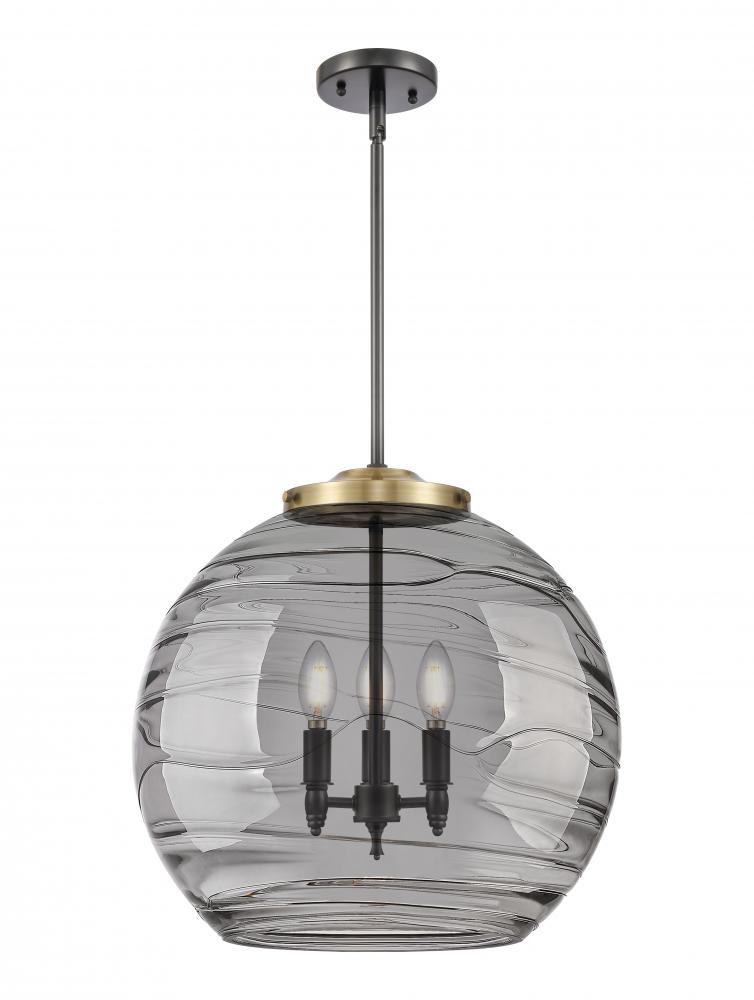 Athens Deco Swirl - 3 Light - 18 inch - Black Antique Brass - Cord hung - Pendant