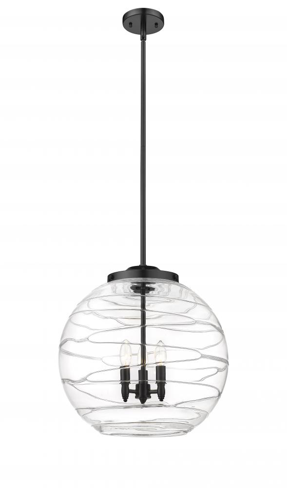 Athens Deco Swirl - 3 Light - 18 inch - Matte Black - Cord hung - Pendant