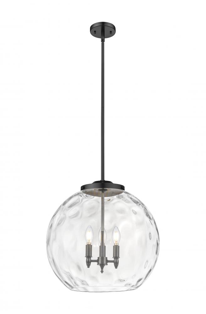 Athens Water Glass - 3 Light - 18 inch - Matte Black - Cord hung - Pendant