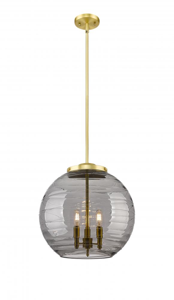 Athens Deco Swirl - 3 Light - 16 inch - Satin Gold - Cord hung - Pendant