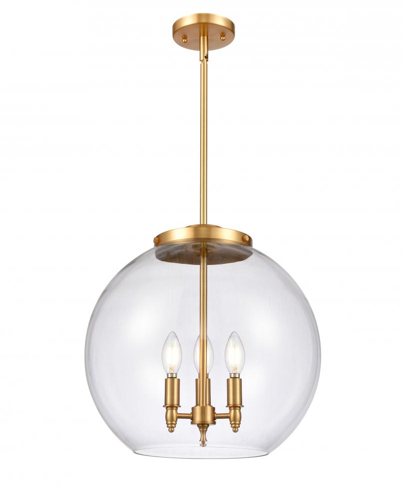 Athens - 3 Light - 16 inch - Satin Gold - Cord hung - Pendant