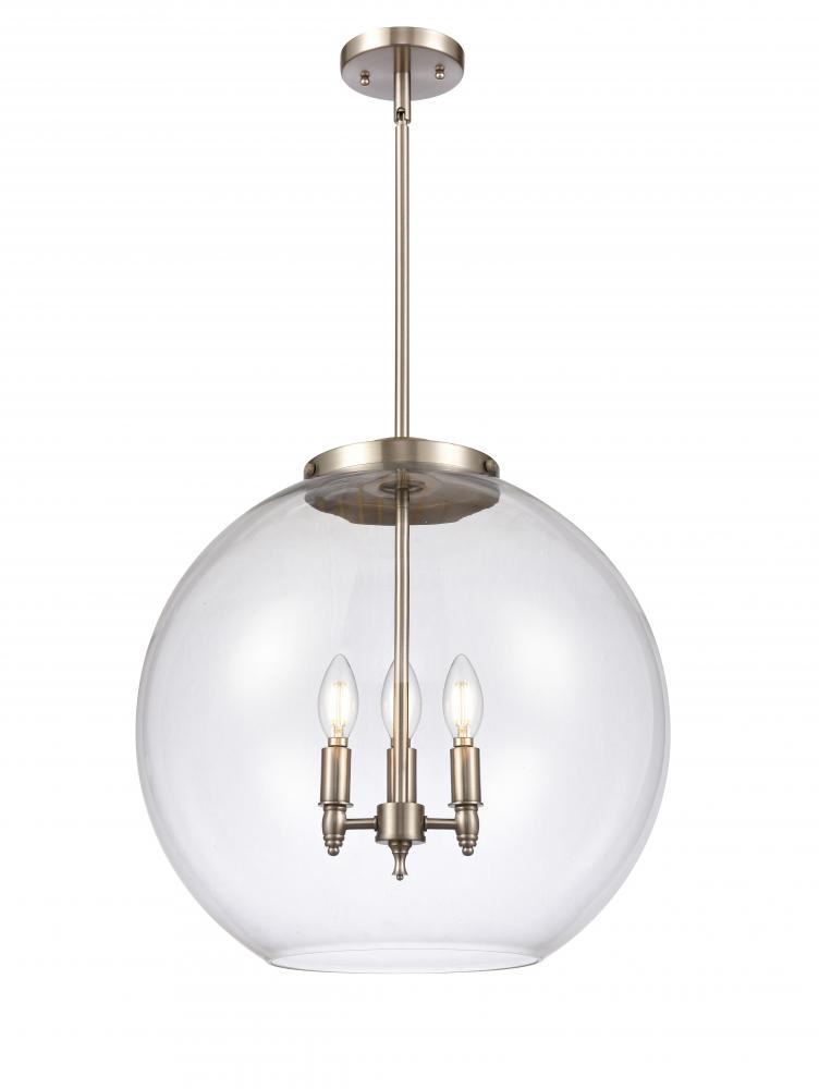 Athens - 3 Light - 18 inch - Brushed Satin Nickel - Cord hung - Pendant