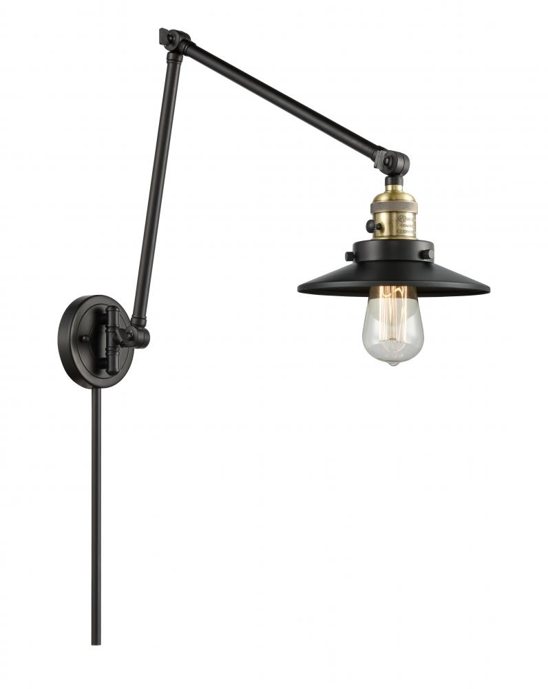 Railroad - 1 Light - 8 inch - Black Antique Brass - Swing Arm