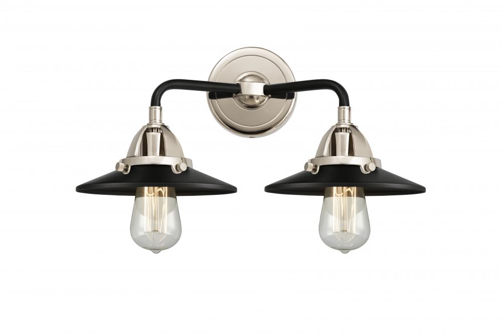 Railroad - 2 Light - 16 inch - Black Polished Nickel - Bath Vanity Light