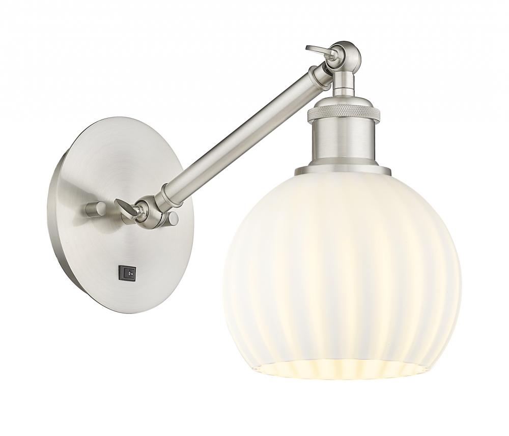 White Venetian - 1 Light - 6 inch - Brushed Satin Nickel - Sconce