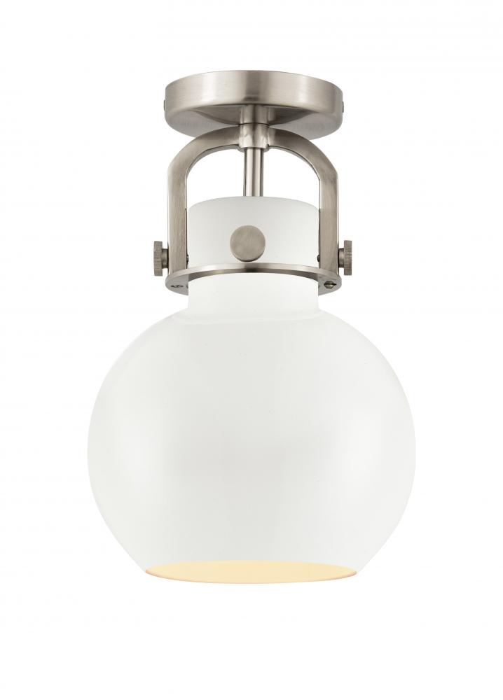 Newton Sphere - 1 Light - 8 inch - Satin Nickel - Flush Mount