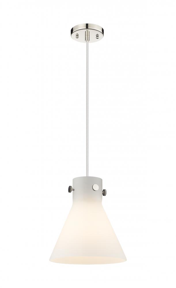 Newton Cone - 1 Light - 10 inch - Polished Nickel - Cord hung - Pendant