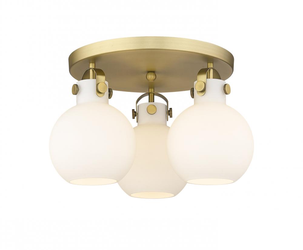 Newton Sphere - 3 Light - 18 inch - Brushed Brass - Flush Mount