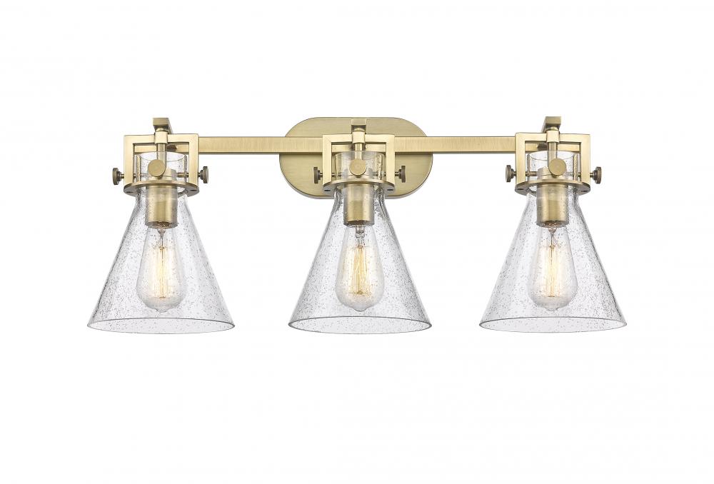 Newton Cone - 3 Light - 27 inch - Brushed Brass - Bath Vanity Light