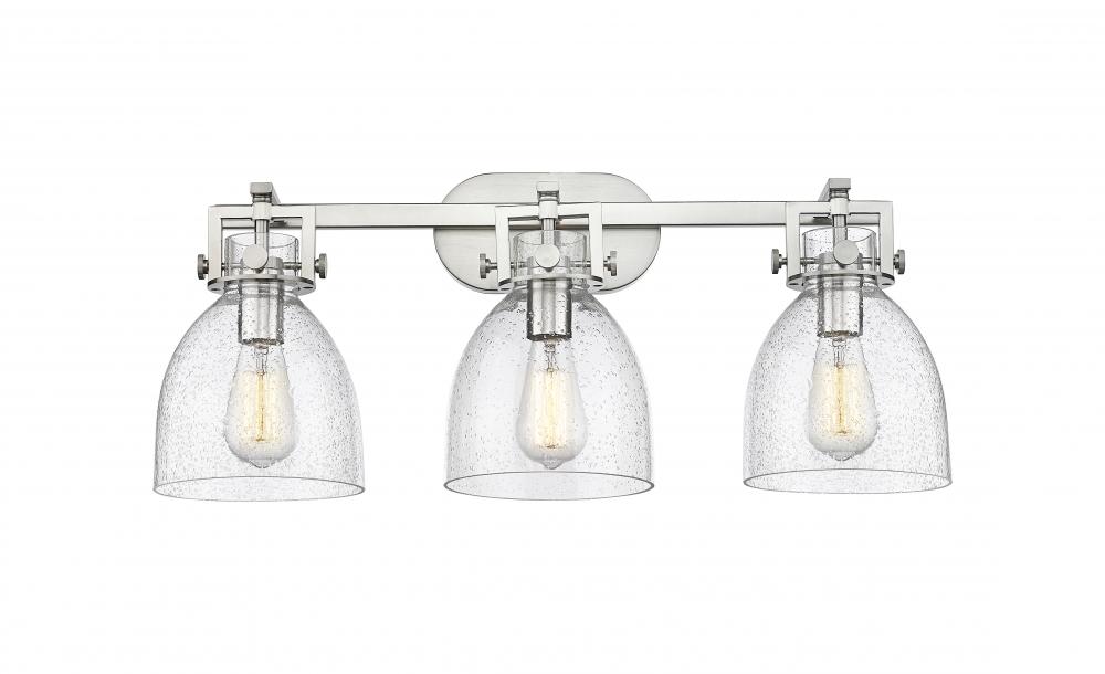 Newton Bell - 3 Light - 27 inch - Satin Nickel - Bath Vanity Light