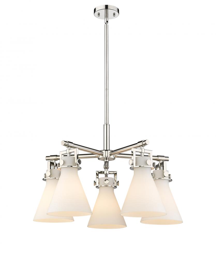 Newton Cone - 5 Light - 26 inch - Polished Nickel - Chandelier