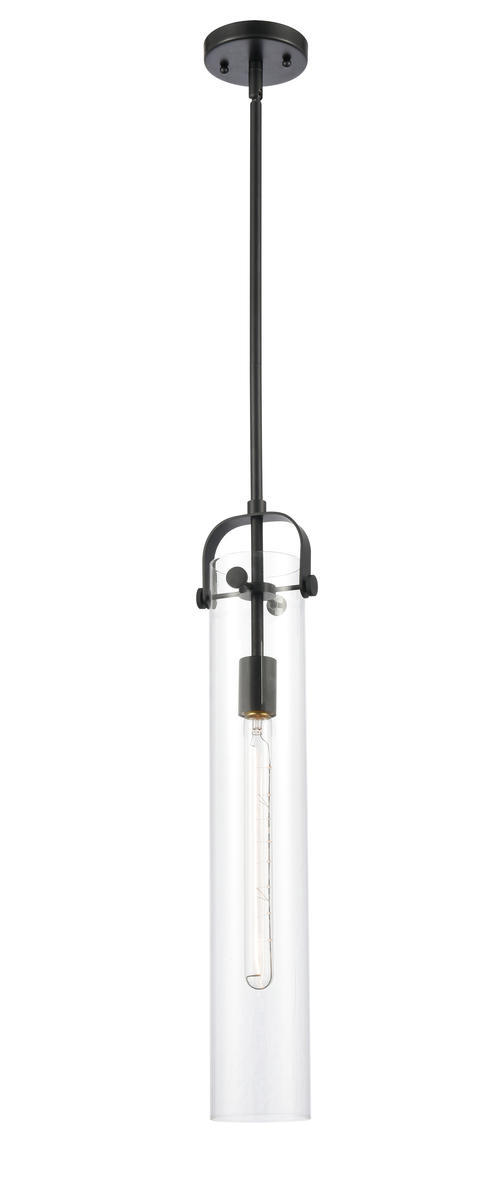 Pilaster - 1 Light - 4 inch Glass - Matte Black - Cord hung - Mini Pendant