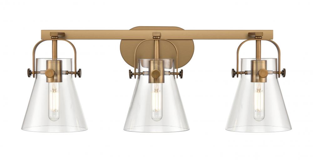 Pilaster II Cone - 3 Light - 27 inch - Brushed Brass - Bath Vanity Light