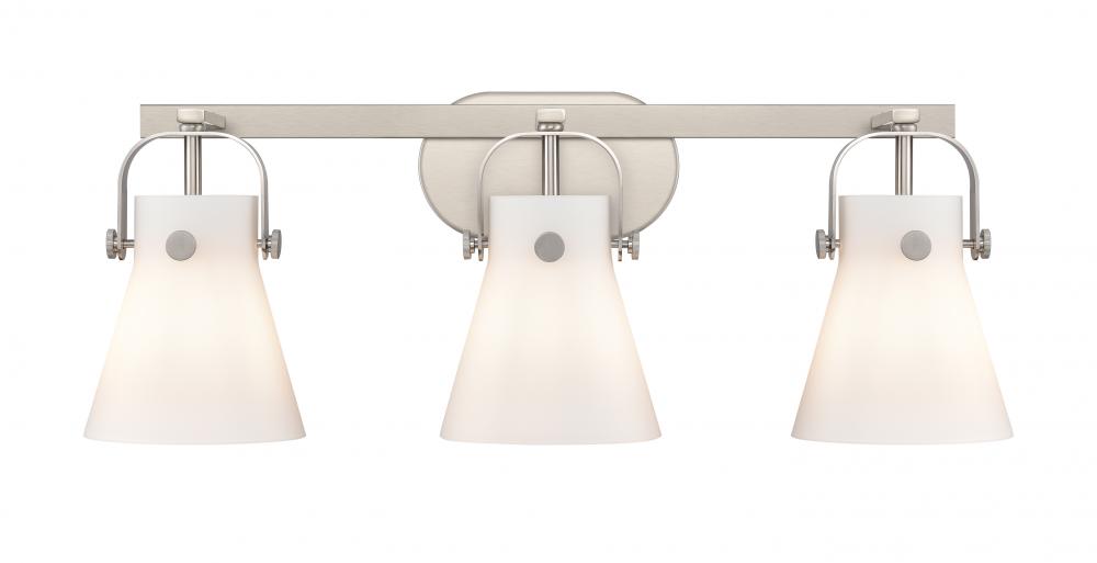 Pilaster II Cone - 3 Light - 27 inch - Satin Nickel - Bath Vanity Light